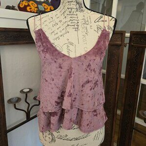 Express One Eleven Rose Crushed Velvet Cami Tank, Sz XS